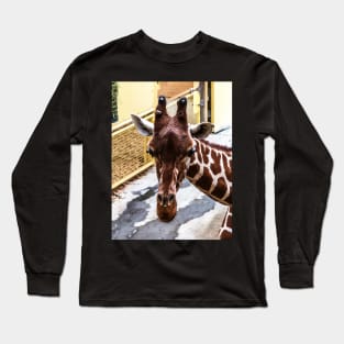 Closeup portrait of giraffe Long Sleeve T-Shirt